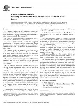 Standard Test Methods for  Sampling and Determination of Particulate Matter in Stack Gases