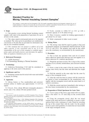 Standard Practice for  Mixing Thermal Insulating Cement Samples