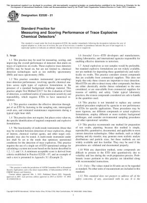 Standard Practice for  Measuring and Scoring Performance of Trace Explosive Chemical  Detectors