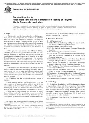 Standard Practice for Filled-Hole Tension and Compression Testing of Polymer Matrix Composite Laminates