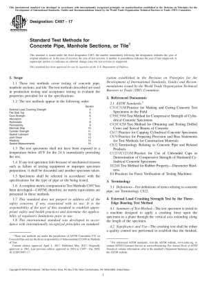 Standard Test Methods for Concrete Pipe, Manhole Sections, or Tile
