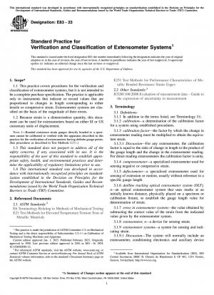Standard Practice for Verification and Classification of Extensometer Systems