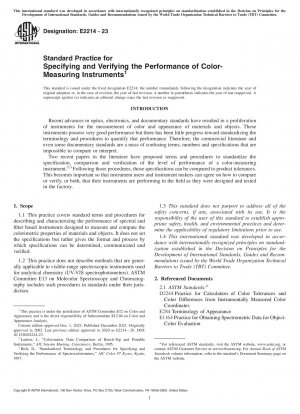 Standard Practice for Specifying and Verifying the Performance of Color-Measuring Instruments