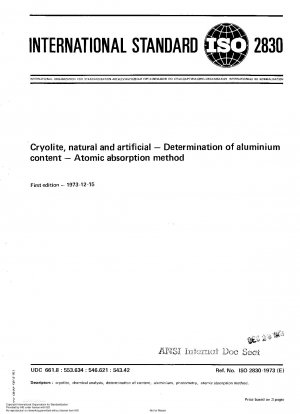 Cryolite, natural and artificial; Determination of aluminium content; Atomic absorption method