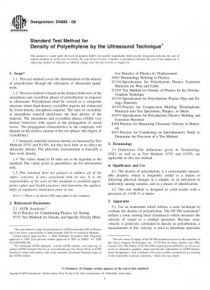Standard Test Method for Density of Polyethylene by the Ultrasound Technique