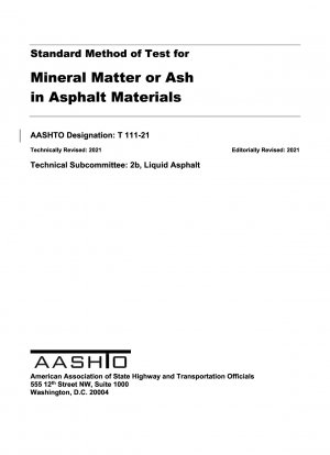 Standard Method of Test for Mineral Matter or Ash in Asphalt Materials