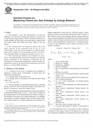 Standard Practice for Measuring Plasma Arc Gas Enthalpy by Energy Balance