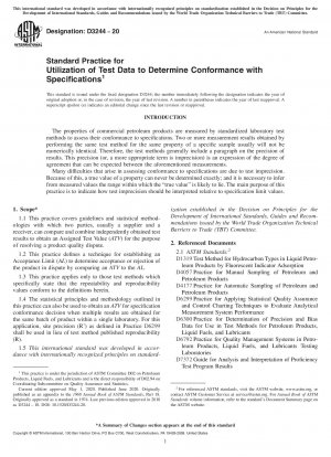 Standard Practice for Utilization of Test Data to Determine Conformance with Specifications