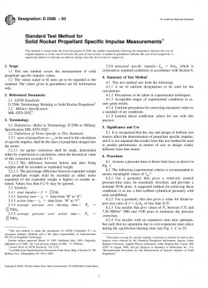 Standard Test Method for Solid Rocket Propellant Specific Impulse Measurements