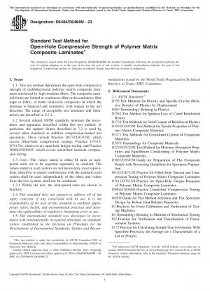 Standard Test Method for Open-Hole Compressive Strength of Polymer Matrix Composite Laminates