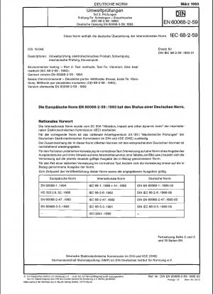 Environmental testing - Part 2: Tests methods; test Fe: Vibration, sine beat method (IEC 60068-2-59:1990); German version EN 60068-2-59:1993