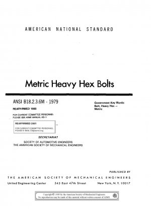 Metric Heavy Hex Bolts Errata - April 1981
