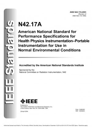 Performance Specifications for Health Physics Instrumentation – Portable Instrumentation for Use in Normal Environmental Conditions