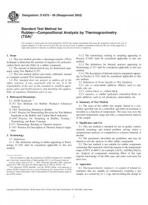 Standard Test Method for Rubber-Compositional Analysis by Thermogravimetry (TGA)