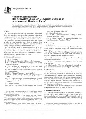 Standard Specification for Non-hexavalent Chromium Conversion Coatings on Aluminum and Aluminum Alloys
