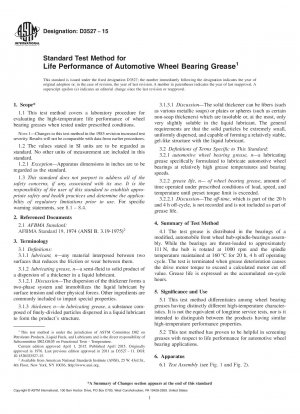 Standard Test Method for  Life Performance of Automotive Wheel Bearing Grease