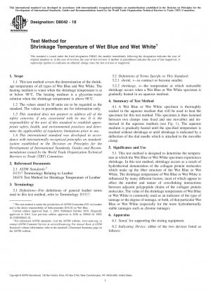 Test Method for Shrinkage Temperature of Wet Blue and Wet White