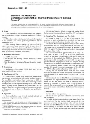 Standard Test Method for Compressive Strength of Thermal Insulating or Finishing Cement (Withdrawn 2002)