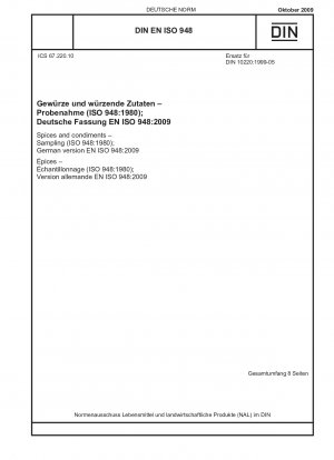 Spices and condiments - Sampling (ISO 948:1980); German version EN ISO 948:2009