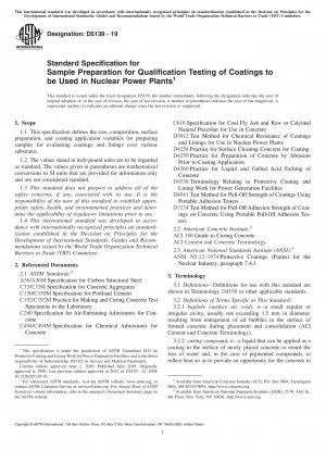 Standard Specification for Sample Preparation for Qualification Testing of Coatings to be Used in Nuclear Power Plants