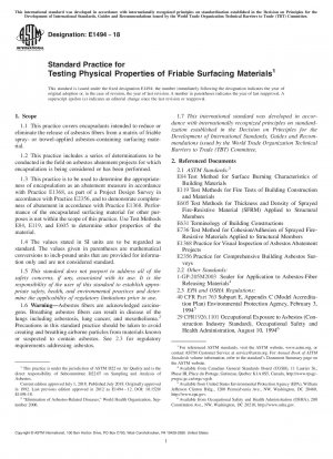 Standard Practice for Testing Physical Properties of Friable Surfacing Materials