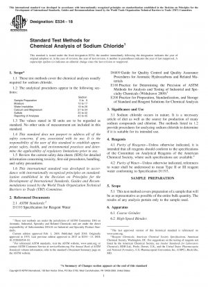 Standard Test Methods for Chemical Analysis of Sodium Chloride