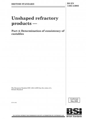 Unshaped refractory products — Part 4 : Determination of consistency of castables