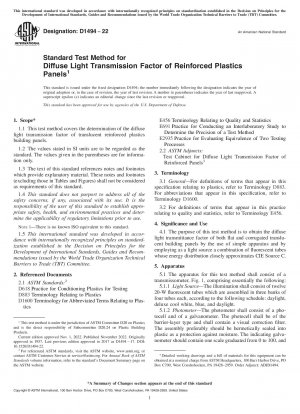 Standard Test Method for Diffuse Light Transmission Factor of Reinforced Plastics Panels