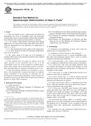 Standard Test Method for Spectroscopic Determination of Haze in Fuels