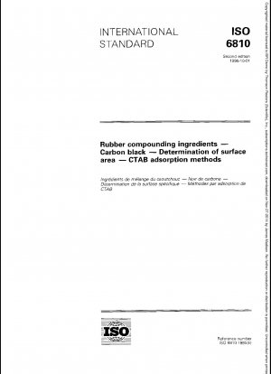 Rubber compounding ingredients - Carbon black - Determination of surface area - CTAB adsorption methods