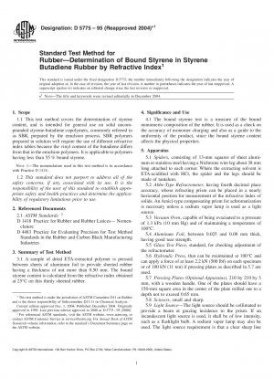 Standard Test Method for Rubber from Synthetic Sources-Bound Styrene in SBR