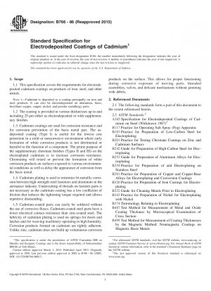 Standard Specification for  Electrodeposited Coatings of Cadmium
