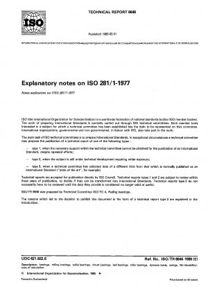 Explanatory notes on ISO 281/1-1977