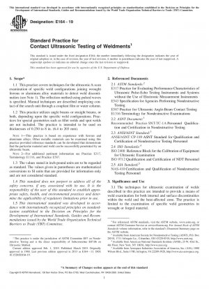 Standard Practice for Ultrasonic Contact Examination of Weldment