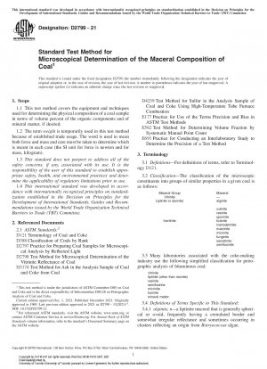 Standard Test Method for Microscopical Determination of the Maceral Composition of Coal