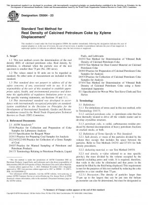 Standard Test Method for Real Density of Calcined Petroleum Coke by Xylene Displacement