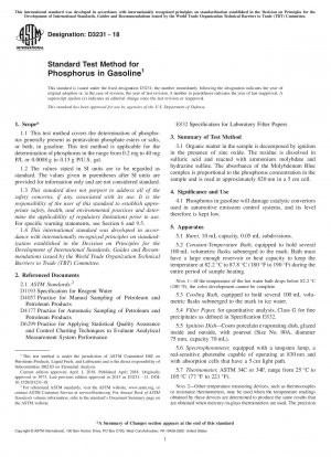 Standard Test Method for Phosphorus in Gasoline