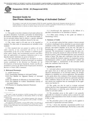 Standard Guide for Gas-Phase Adsorption Testing of Activated Carbon