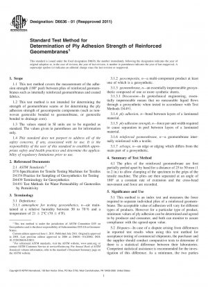 Standard Test Method for Determination of Ply Adhesion Strength of Reinforced Geomembranes