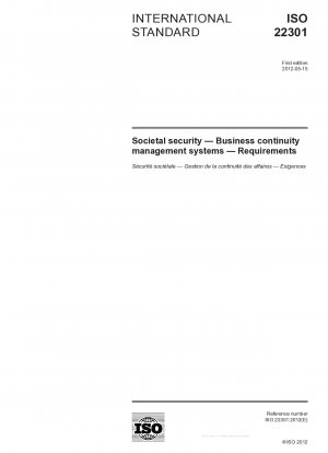 Societal security - Business continuity management systems - Requirements