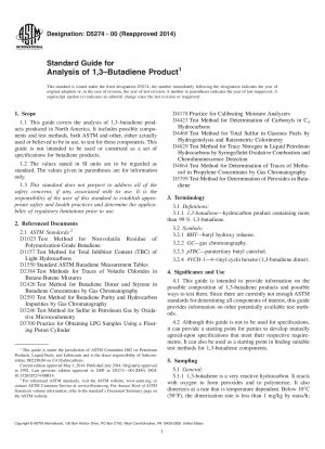 Standard Guide for  Analysis of 1,3ndash;Butadiene Product