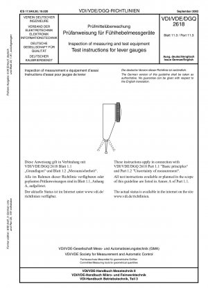 Inspection of measuring and test equipment - Test instructions for lever gauges