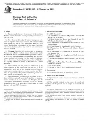 Standard Test Method for  Wash Test of Asbestos (Withdrawn 2022)