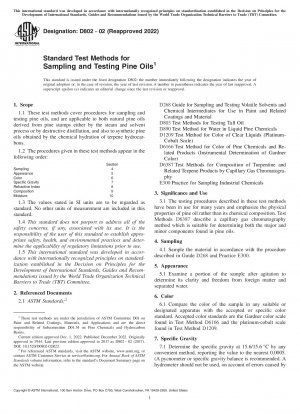 Standard Test Methods for Sampling and Testing Pine Oils