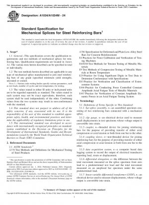 Standard Specification for  Mechanical Splices for Steel Reinforcing Bars