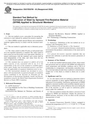 Standard Test Method for Corrosion of Steel by Sprayed Fire-Resistive Material (SFRM) Applied to Structural Members