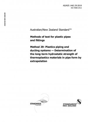 Methods of test for plastic pipes and fittings, Method 29: Plastics piping and ducting systems — Determination of the long-term hydrostatic strength of thermoplastics materials in pipe form by extrapolation