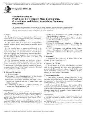 Standard Practice for Proof Silver Corrections in Metal Bearing Ores, Concentrates, and Related Materials by Fire Assay Gravimetry