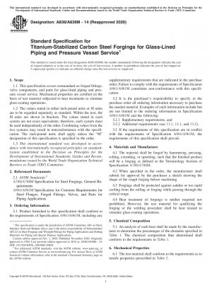 Standard Specification for Titanium-Stabilized Carbon Steel Forgings for Glass-Lined Piping and Pressure Vessel Service