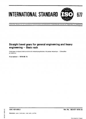 Straight bevel gears for general engineering and heavy engineering; Basic rack